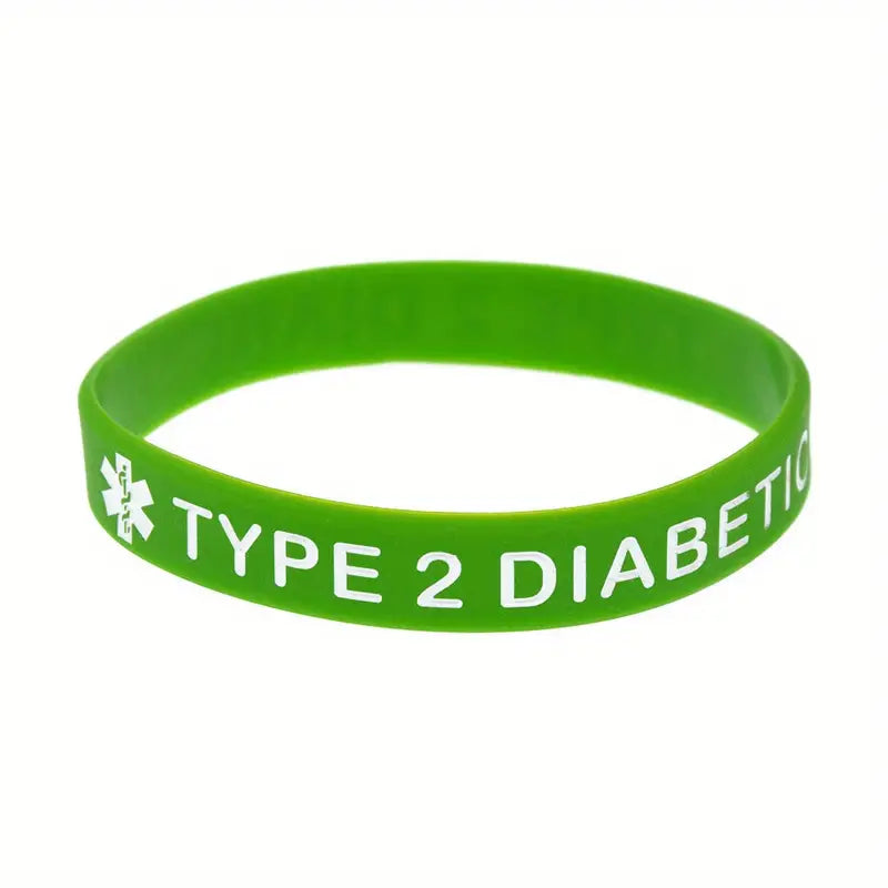 Type 2 Diabetes Diabetic Dependent Rubber Bracelet Silicone Wristband Unisex Green