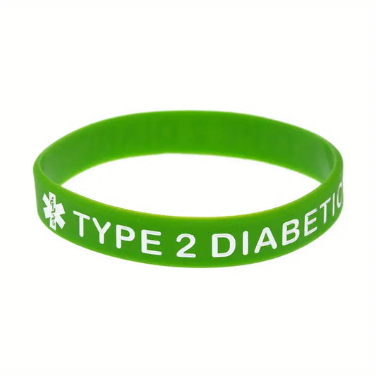 Type 2 Diabetes Diabetic Dependent Rubber Bracelet Silicone Wristband Unisex Green