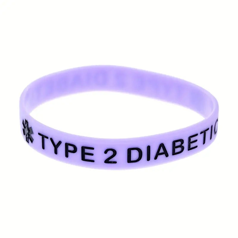 Type 2 Diabetes Diabetic Dependent Rubber Bracelet Silicone Wristband Unisex Lilac