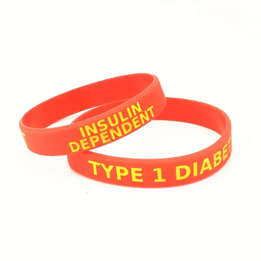 Type 1 One Diabetes Diabetic Insulin Dependent Rubber Bracelet Silicone Wristband Unisex Orange (1 Per Order)