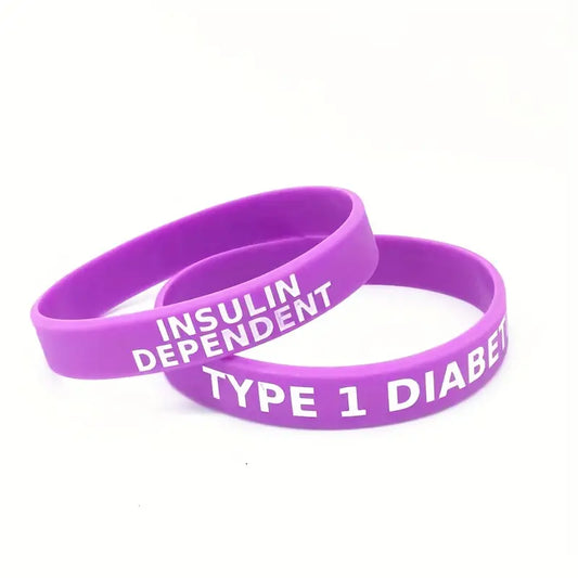 Type 1 One Diabetes Diabetic Insulin Dependent Rubber Bracelet Silicone Wristband Unisex Purple (1 Per Order)