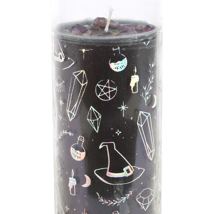 Crystal Witch Jasmine Tube Candle with Amethyst Chips