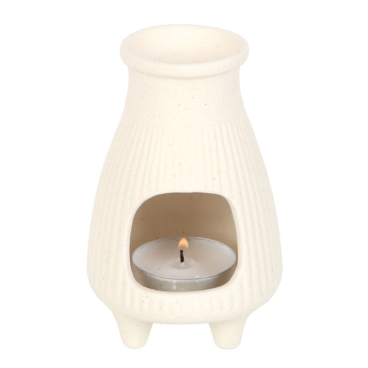 Cream Ribbed Palo Santo Brick Burner