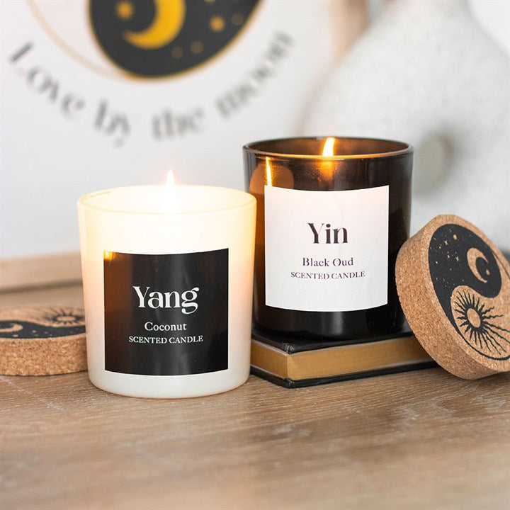 Set of 2 Yin Yang Black Oud and Coconut Candles