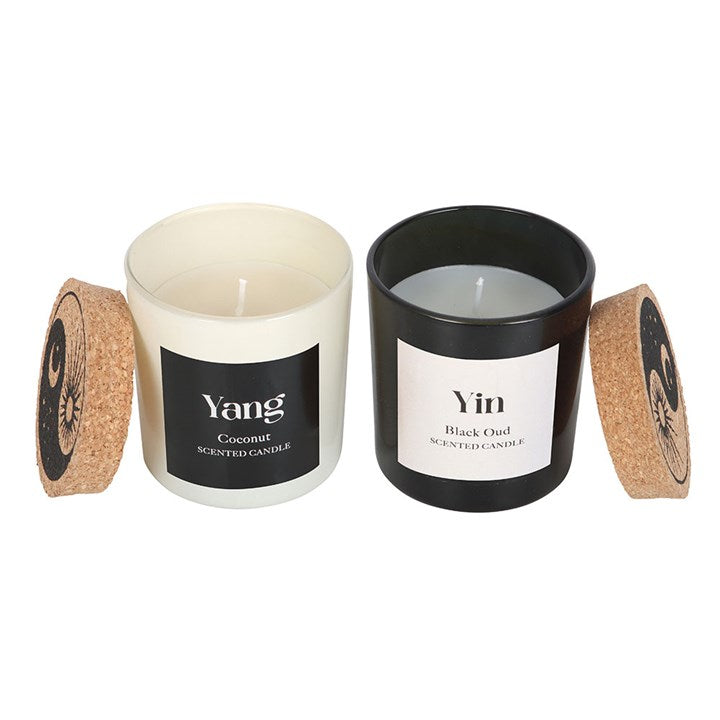 Set of 2 Yin Yang Black Oud and Coconut Candles