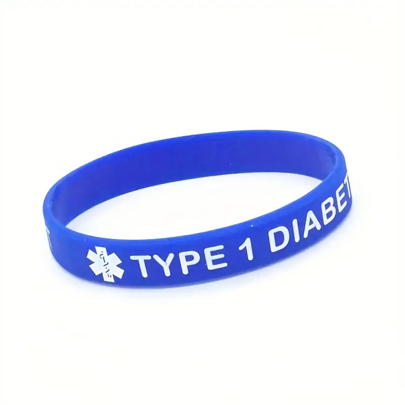 Type 1 One Diabetes Diabetic Insulin Dependent Rubber Bracelet Silicone Wristband Unisex Blue