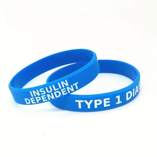 Type 1 One Diabetes Diabetic Insulin Dependent Rubber Bracelet Silicone Wristband Unisex Blue (1 Per Order)