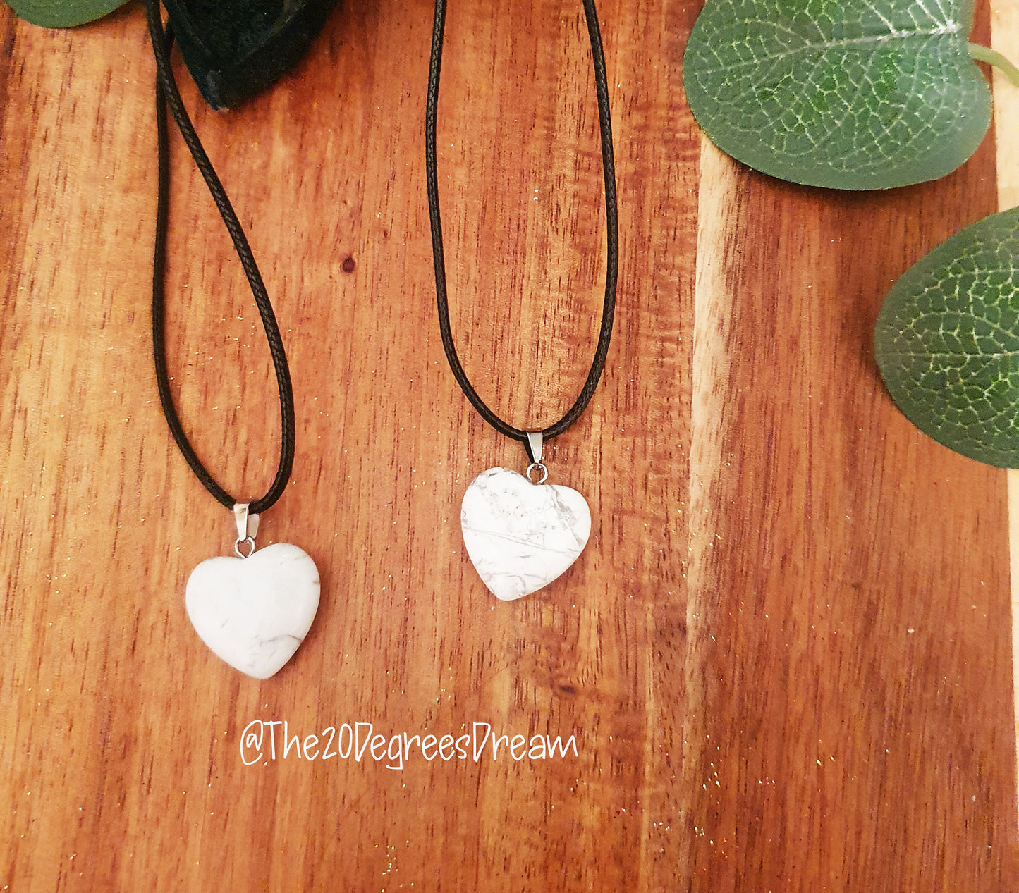 White Howlite Crystal Heart Necklace Gift Healing Chakra Charm