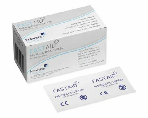 Fastaid - Pre Injection IPA Alcohol Swabs - Antiseptic Wipes 70% Isopropyll