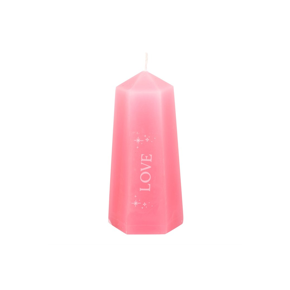 Love Crystal Candle with Rough Rose Quartz