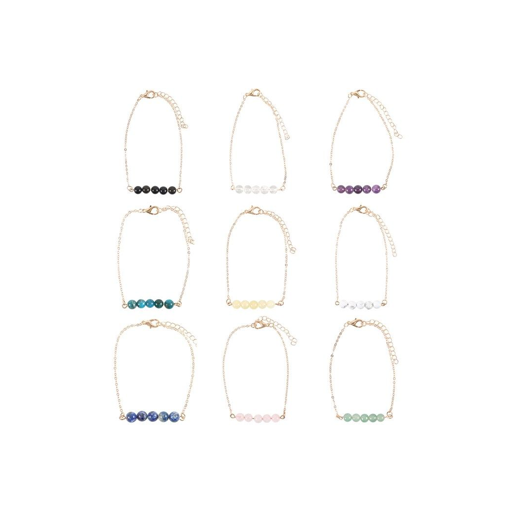 Set of 9 Crystal Beaded Chain Bracelets