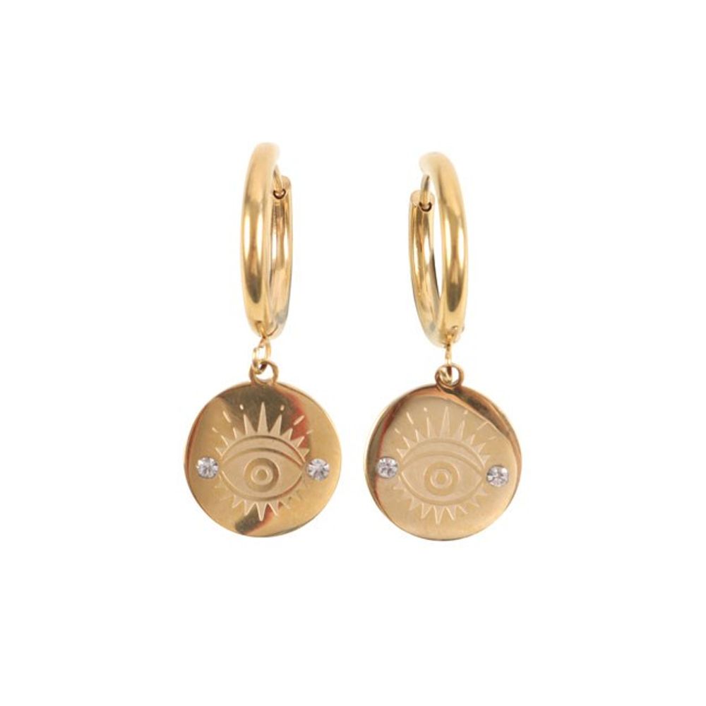 Gold Toned All Seeing Eye Earrings