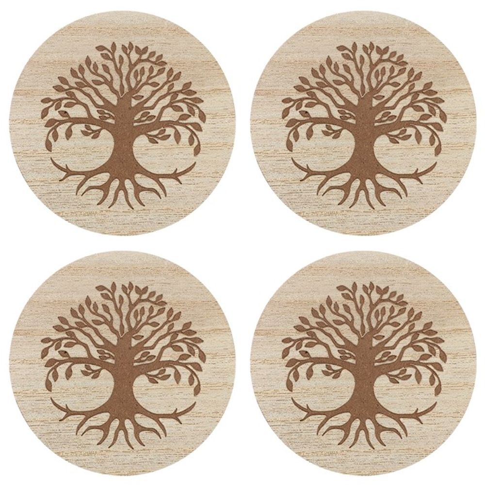 Set of 4 Tree of Life Engraved Coasters