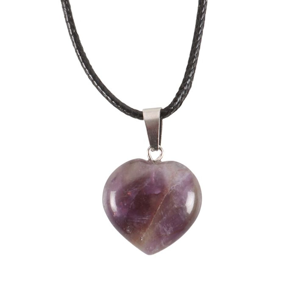 Amethyst Healing Crystal Heart Necklace