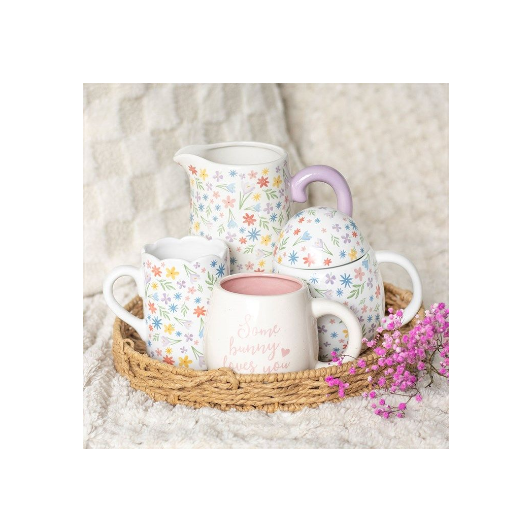 Spring Floral Print Scalloped Mug