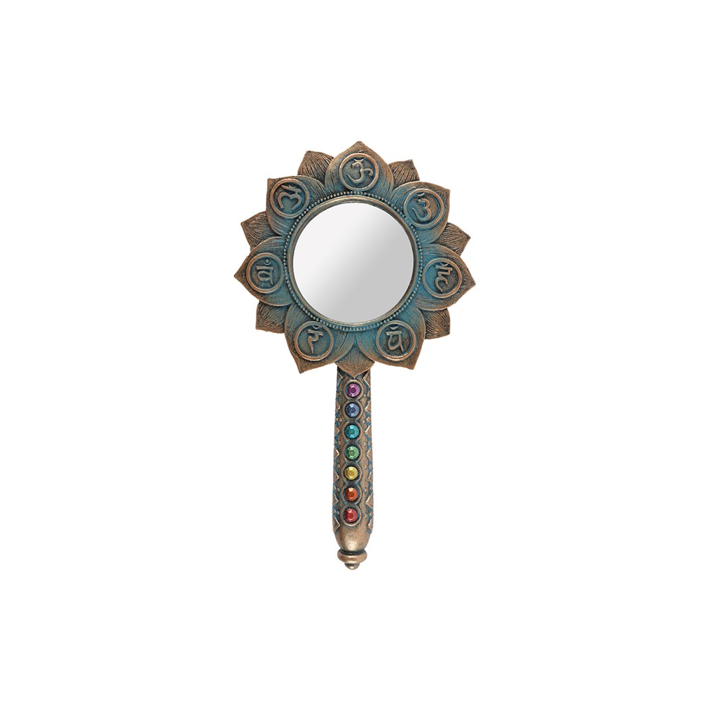 Bronze Lotus Flower Chakra Hand Mirror