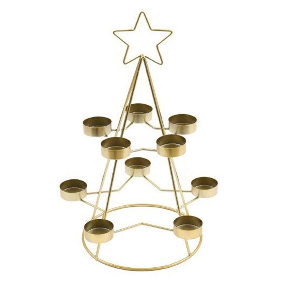 35cm Gold Star Multi Tealight Candle Holder