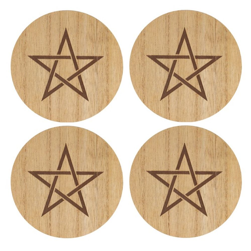 Engraved Pentagram Coaster Set