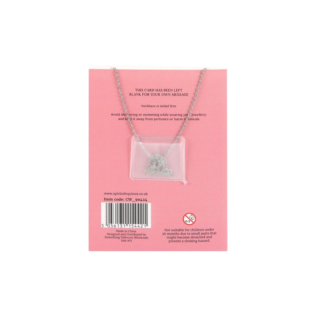 Rose Quartz Crystal Moon Necklace on Greeting Card