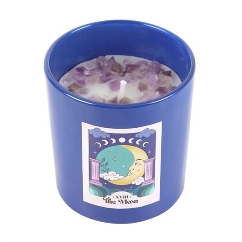 The Moon Amethyst Crystal Chip Candle