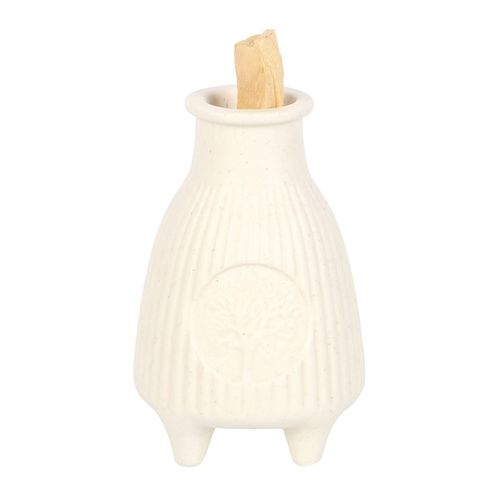 Cream Ribbed Palo Santo Burner