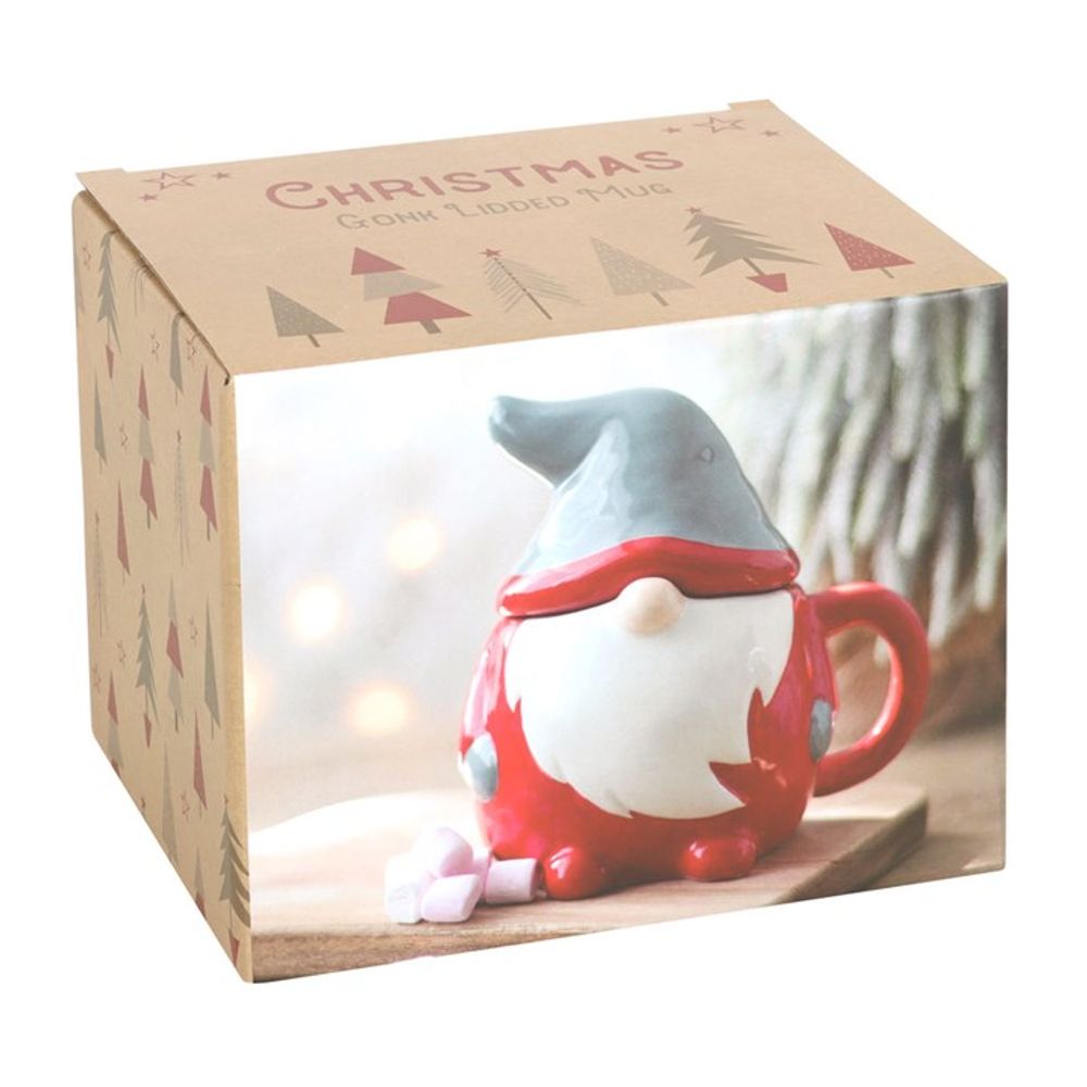 Red and Grey Gonk Lidded Mug