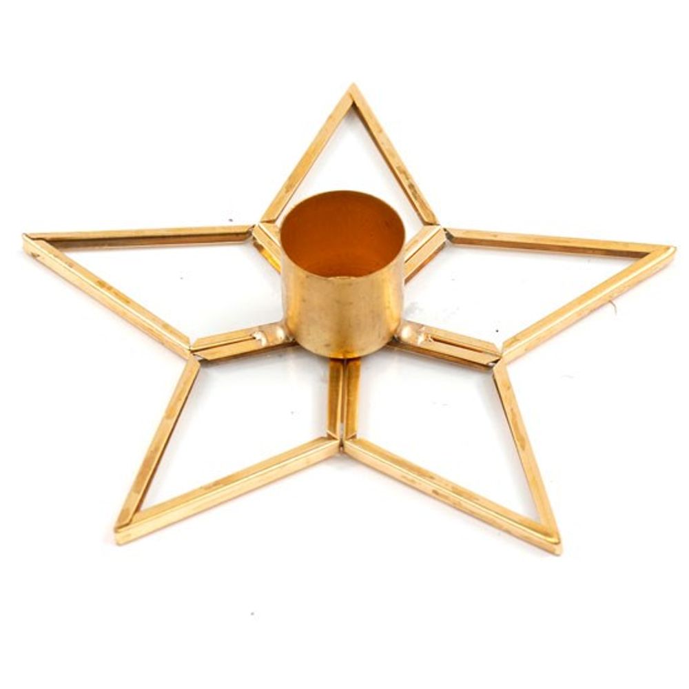 Gold Star Glass and Metal Candle Holder