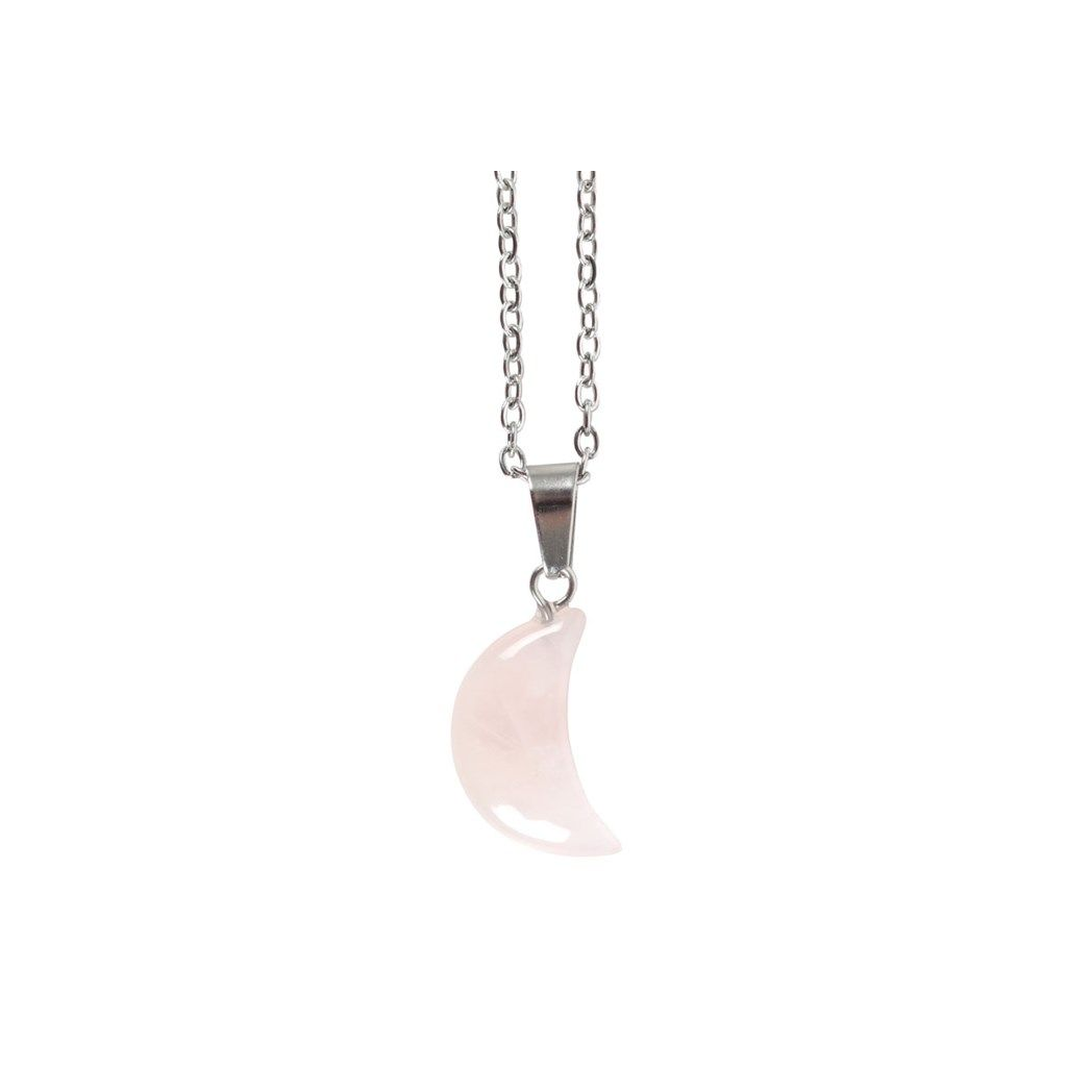 Rose Quartz Crystal Moon Necklace on Greeting Card