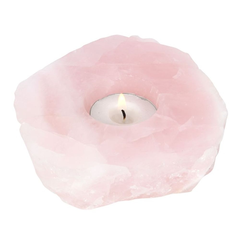 Rose Quartz Crystal Tealight Holder