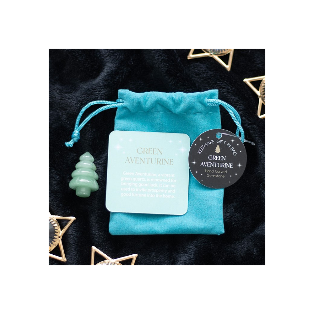 Green Aventurine Crystal Christmas Tree in a Bag