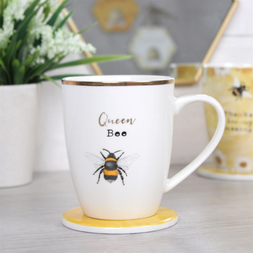 Queen Bee Ceramic Mug and Coaster Set