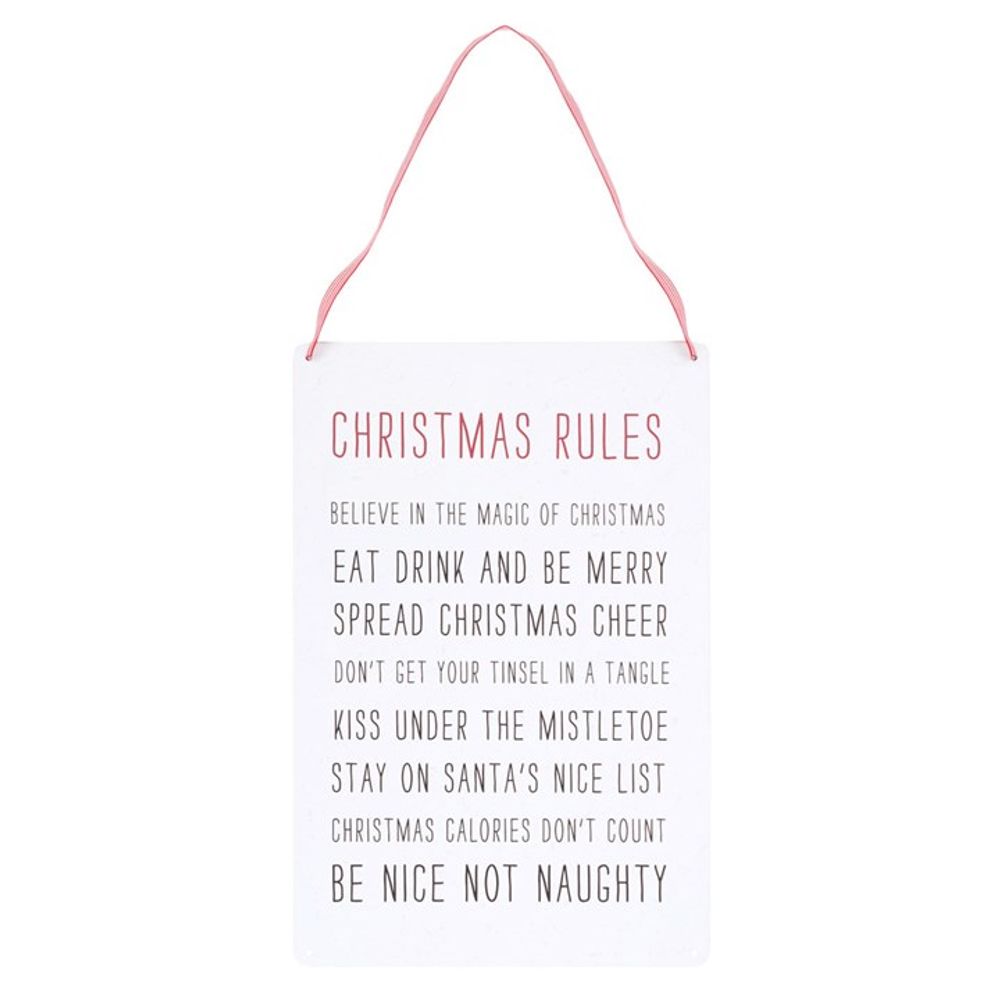 30cm Christmas Rules Metal Hanging Sign