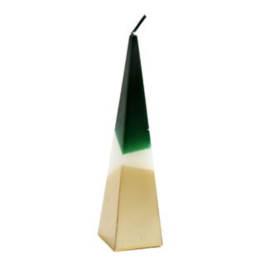 20cm Green and Gold Pyramid Candle